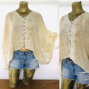 LAURA SIEGEL Handcrafted SLOUCHY Bohemian SILK BLOUSE Medium